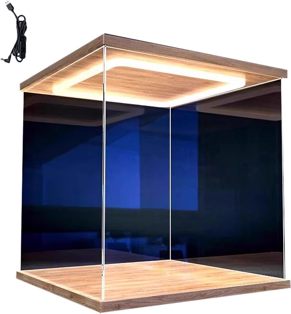 Acryl Vitrinekast - Doorzichtige opberger - Verzamelingen etaleren - Met led-verlichting - 30x30x40cm - Transparant