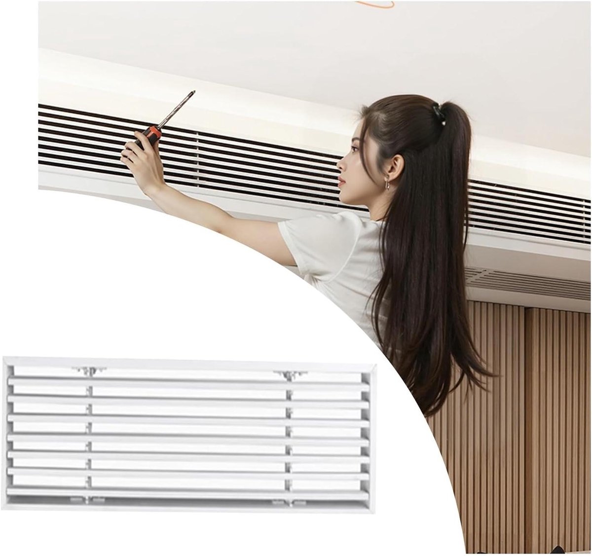 Ventilatierooster Rechthoekig - Luchtstroom rooster - Ventilatie Verbeteren - Verstelbare Lamellen - 90 x 40 cm - Wit