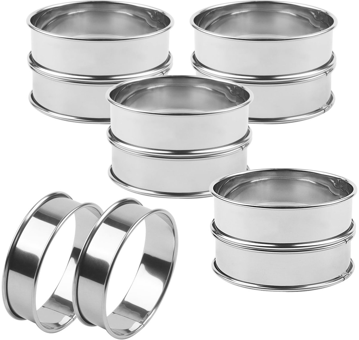 Dailygoods - Dailygoody - Crumpet Tart Ringen - Bakvormen voor Mousse Cake - 10 Stuks - 8 cm - Muffin Ringen voor Bakken - Ideaal voor Taarten - Keukenaccesso