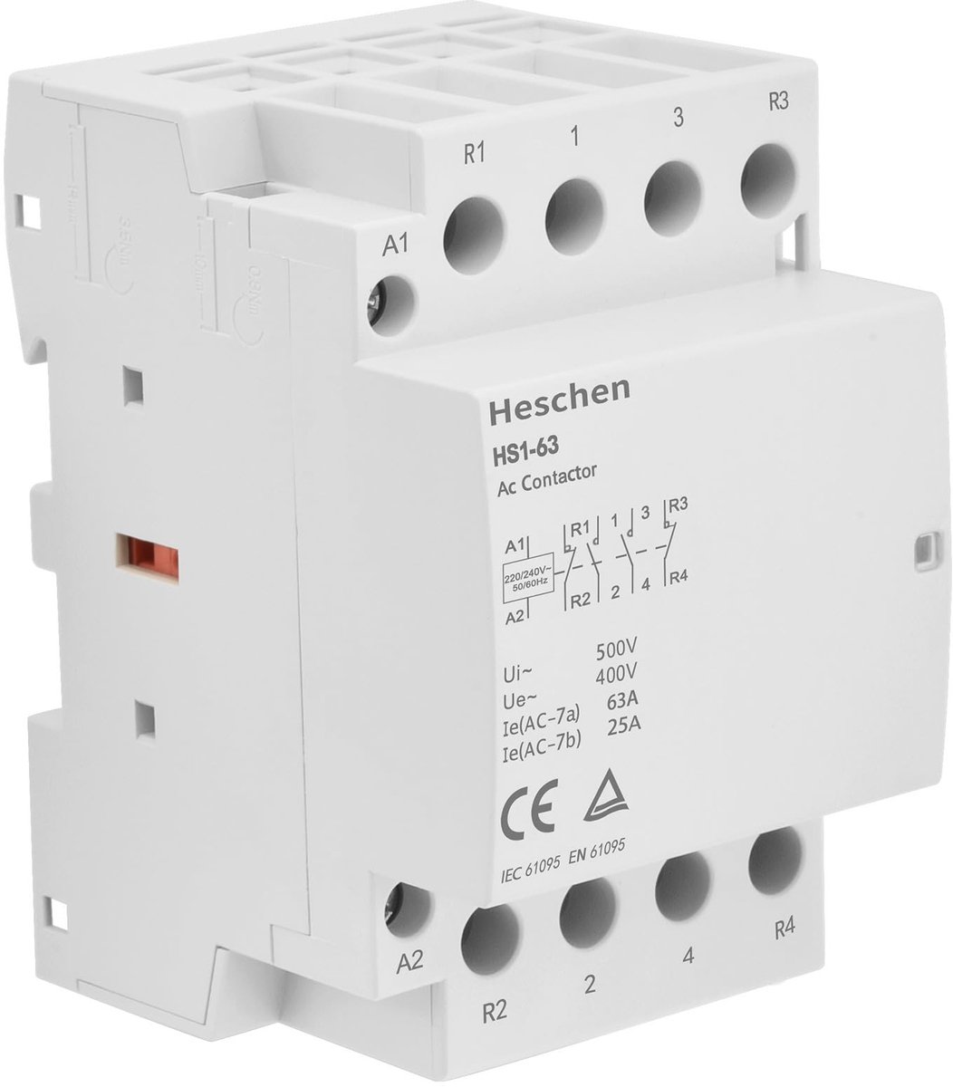 Dailygoods - Dailygoody - Huishoudelijke AC Contactor - 4 Polen - Rail Montage - 220V/240V - Betrouwbare Schakelaar - Geschikt voor Elektrische Installaties - ...