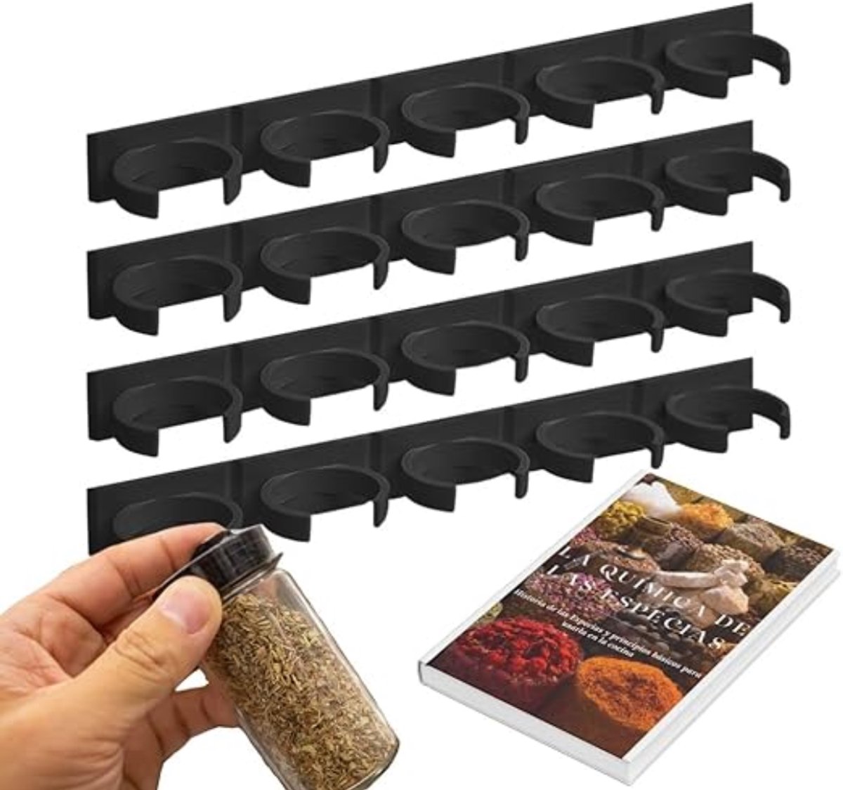 NBAP® Kruidenrek Ophangbaar - Kruidenpotjes Lade Organizer - Kruidenrekken - Zwart