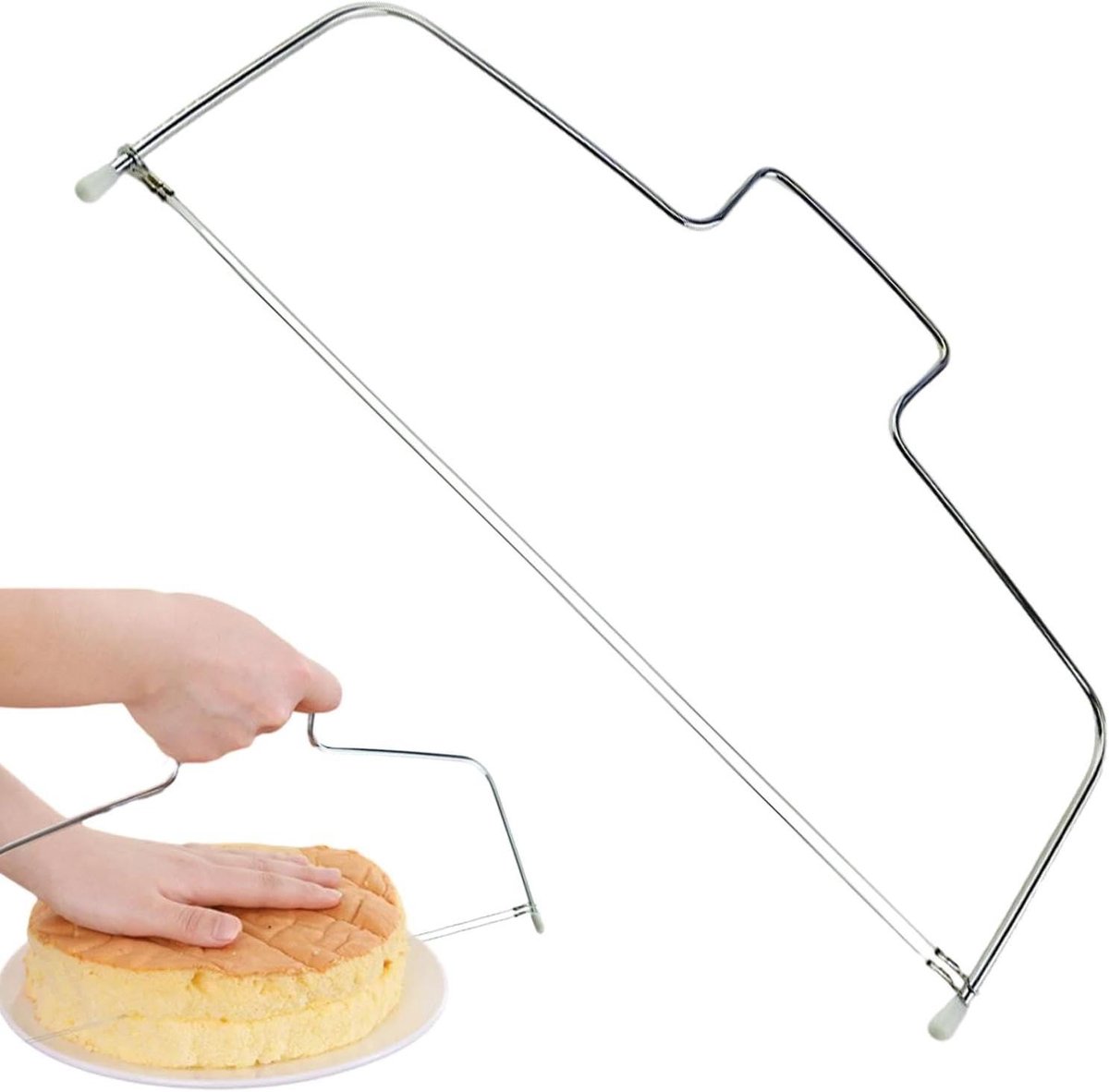 Taartsnijder - Bakgereedschap - Taart decoreren - Dubbele draad - 32 x 16 cm - Zilverkleurig
