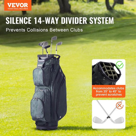 Golftas - Karretas - Sport Organiseren - 14-weg Organizer - 35-45 inch clubs - Legergroen — afbeelding 3