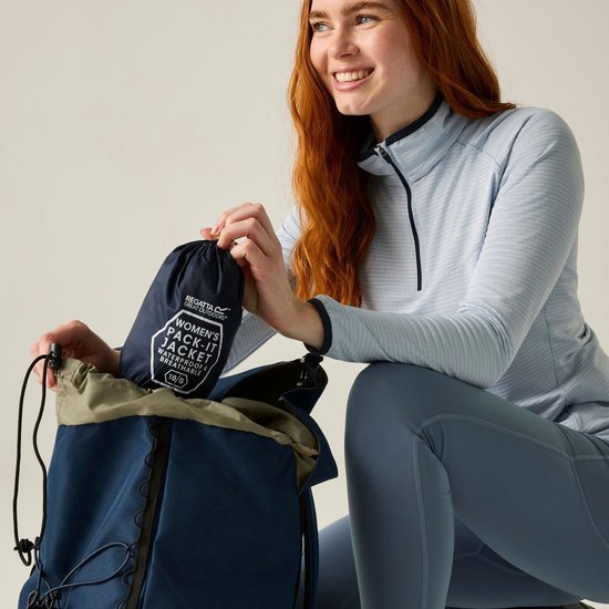Regatta, Waterdicht Opvouwbaar Dames Regenjack. Donkerblauw, Maat 36
