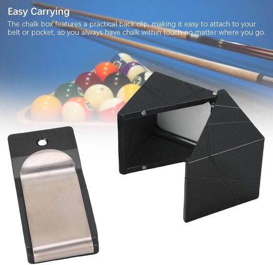 Krijthouder Pool Keu - Krijt Case - Biljart Spel - Aluminium Legering - 13 x 7 x 3 cm - Zwart — afbeelding 4