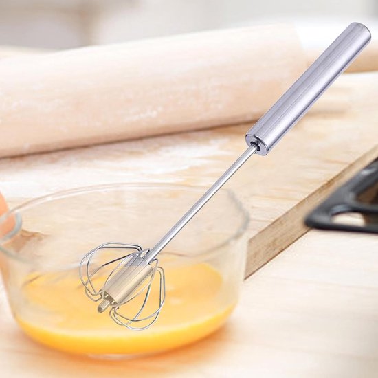 Semi-Automatic Whisk - Rotating Semi-Automatic Egg Beater Whisk Hand Mixer, Kitchen Tools, Non-stick Whisk Blender Long Handle Egg Beater for Milkshakes, Whipped Cream — afbeelding 5