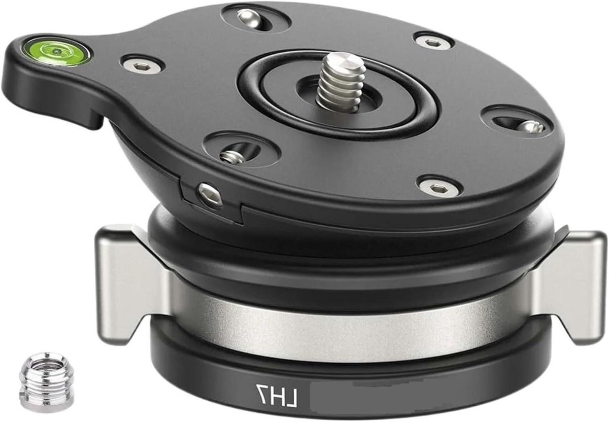 Statief Waterpas Basis - Camera Waterpas Kop - Fotografie Stabiliteit - 15 Graden Kanteling - 10kg Belasting - Zwart