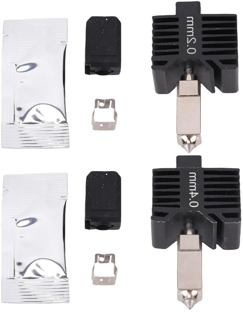 3D Printer Onderdelen - Hot End Kit - Snelle Verwarming - Gehard Staal - 0.2mm 0.4mm - Zwart