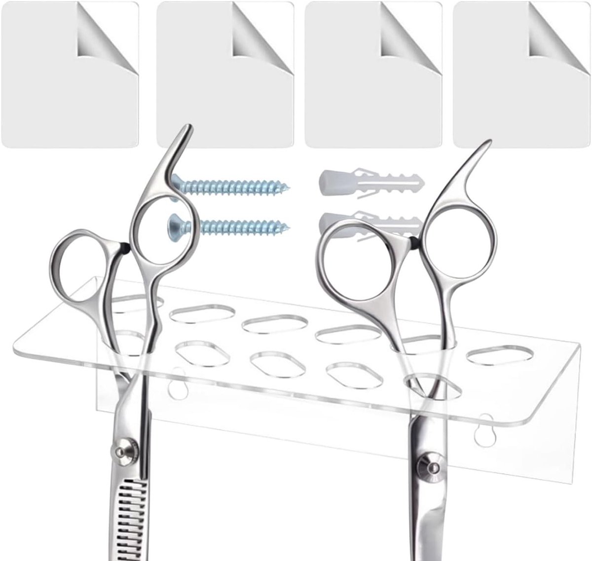 Schaarhouder Acryl - Gereedschapsrek - Werkruimte Organiseren - 11 Vakken - 19 cm - Transparant