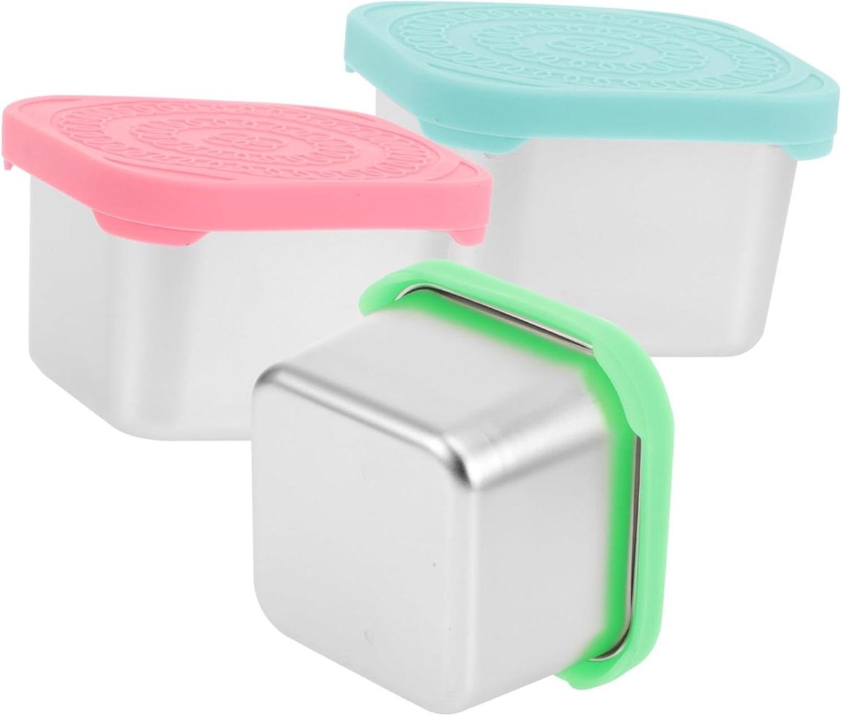 Voedselcontainers Set - Opslagdozen - Voedsel Bewaren - Lekvrij Ontwerp - 3 Stuks - Zilver