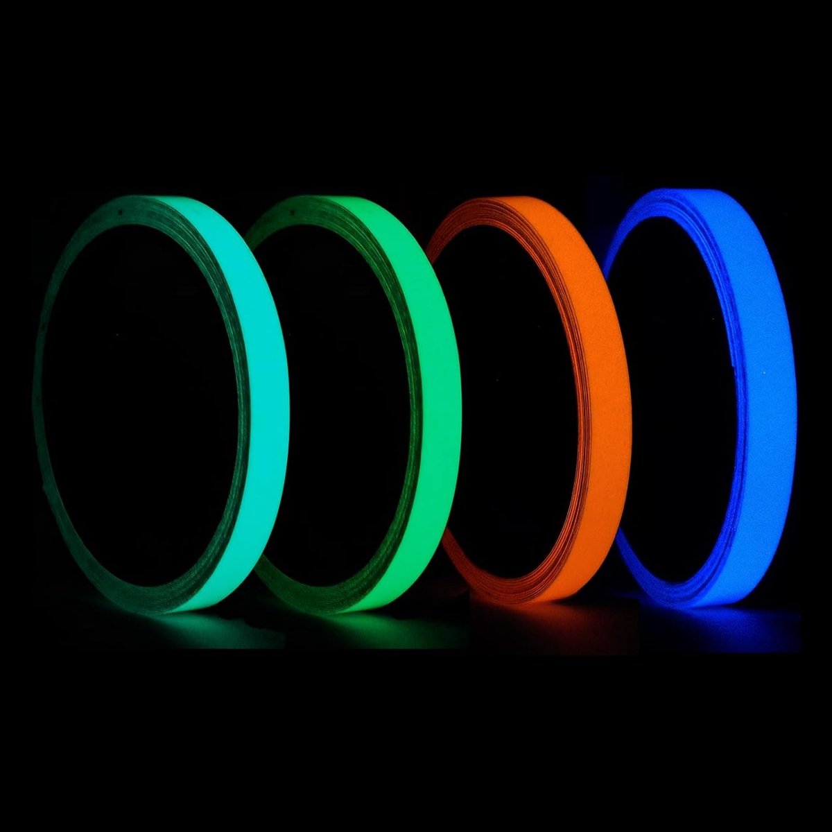 Fluorescerende Zelfklevende Tape in 4 Kleuren - 5 m x 10 mm - Waterdicht en Verwijderbaar voor Trappen, Muren en Nooduitgangen