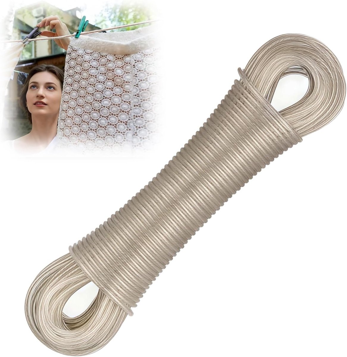 Duurzame Kledinglijn van 30 meter, 3mm Dikke Sterke Staal Kern, Waterdicht en Geschikt voor Buiten, Ideaal voor Tuin, Balkon en Kamperen