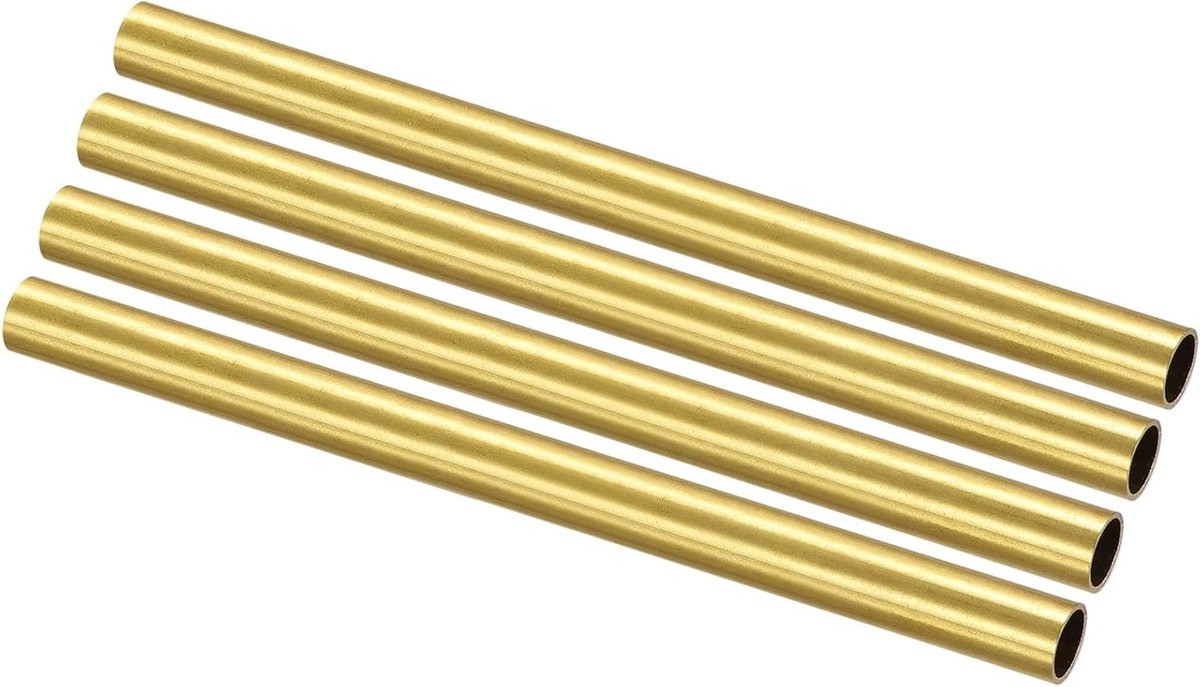 Messing Buizen 7mm OD x 0.5mm Wanddikte x 100mm Lengte - Set van 4 Stuks voor Meubelontwerp, Machines en Doe-Het-Zelf Projecten
