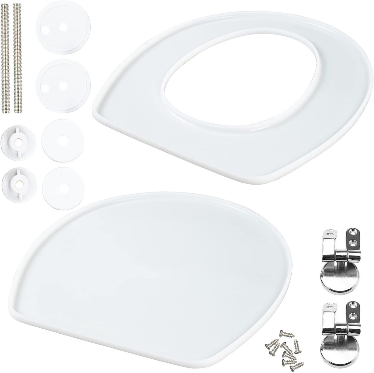 Toiletbril Epoxyhars Siliconen Mallen Set voor Zachte Sluiting, Snelle Ontgrendeling en Ovalen Vorm - 14 Inch Deksel met 20 Stukken