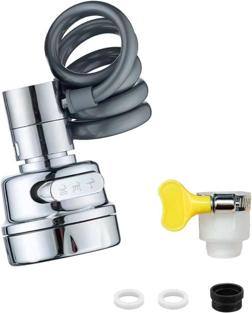 Verlengstuk voor Keukenkraan, Uitschuifbaar en Multifunctioneel, Rotatie met 3 Wateruitgangen, Inclusief Montageaccessoires voor Keuken en Badkamer