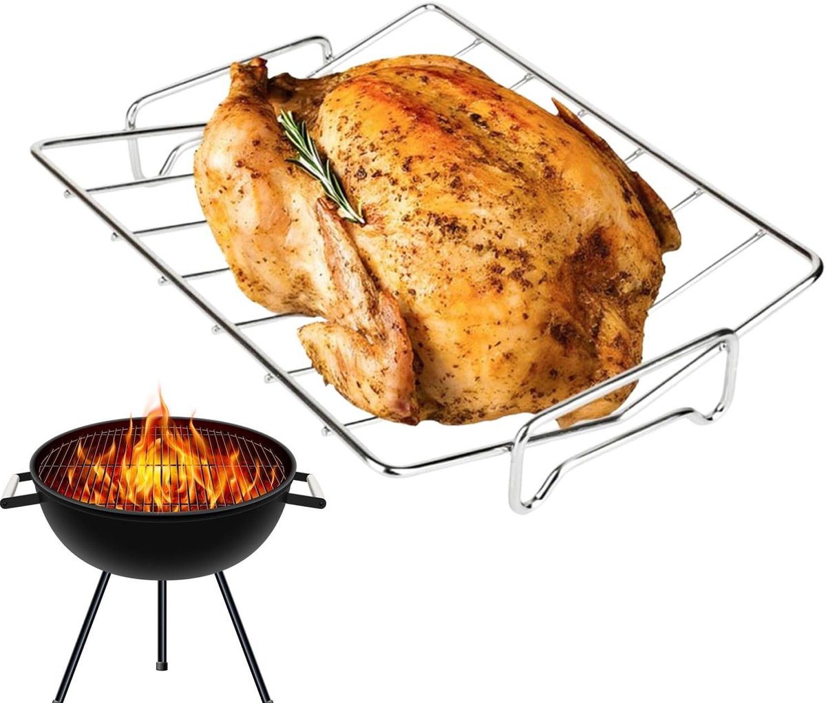 Grill Rek Bakrek Oven Vlees Rôtisseren Aerodynamisch V-profiel 33x254x56 Cm Zilverkleurig