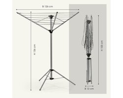 Droogmolen - Inklapbaar Droogrek voor Binnen & Buiten - Mobiele Wasdroogmolen - Verstelbaar Droogrek 4 Niveaus - Lichtgewicht Aluminium Droogmolen - Weerbestendig Wasrek - Compact Camping Droogrek - Zilver & Groen