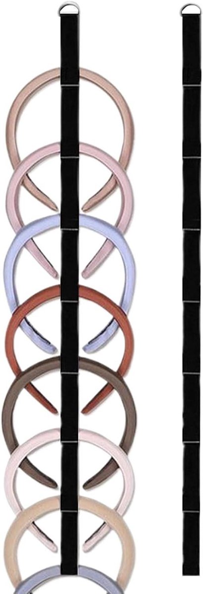 Wandhouder Organizer - Opbergrek Elastiek - Orde Houden - 8 Ruime Sleuven - 2 Stuks - Zwart