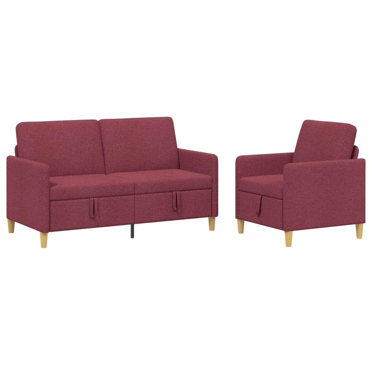 vidaXL - Sofa - Set - Met - Opslag - 2 - st - Wijnrood - Polyester