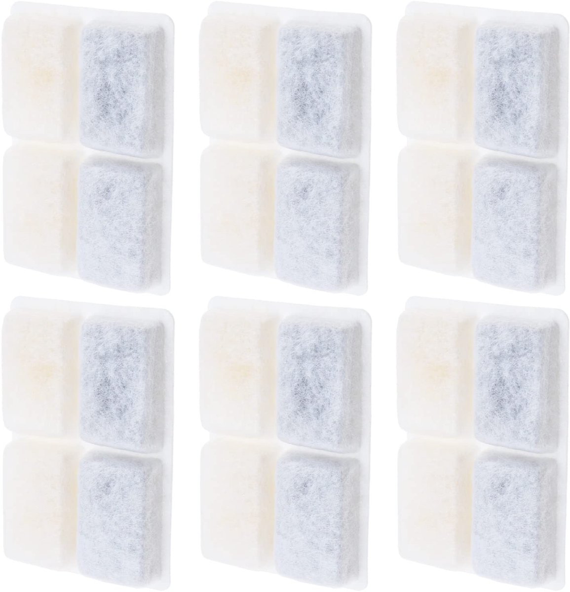 Cosensi - Dailygoods - Dailygoody - Vervangende filters - Kattenwaterfonteinfilters - 6-delige set - Wit - Actieve kool - Geschikt voor huisdieren - 64oz/2L