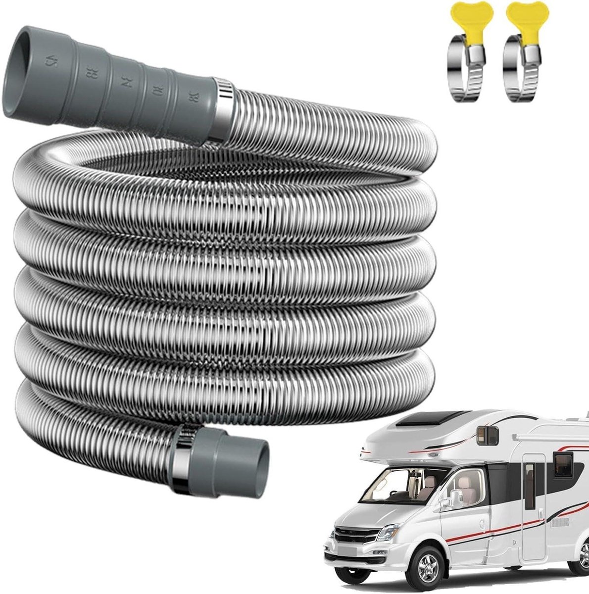 Camper Rioolslang - Afvoer Pijp - Afvalwater Beheer - Lekvrije Verbinding - 15 Meter - Grijs