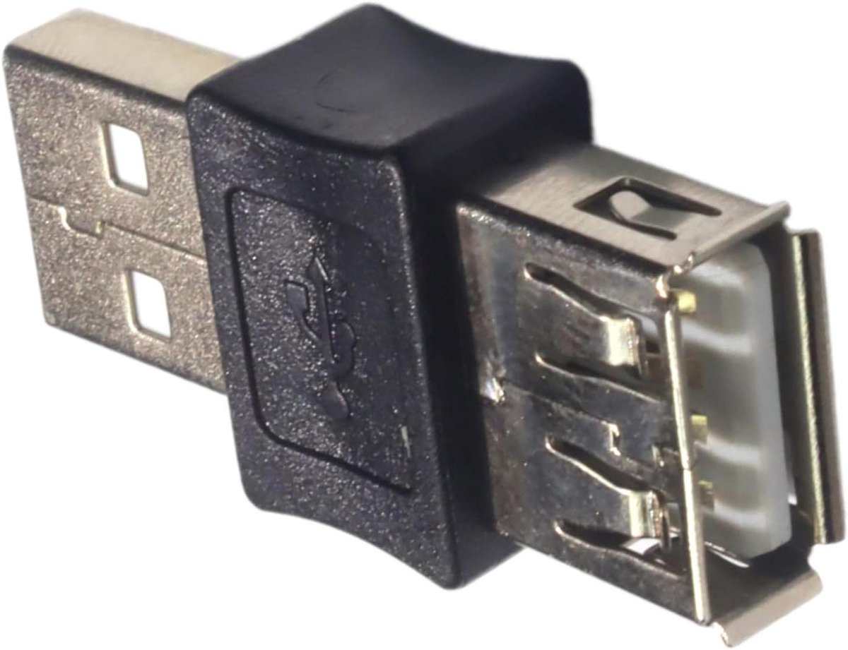 USB Adapter Koppelstuk - Omvormer Connector - Poort Uitbreiding - Gestroomlijnd Kabelbeheer - 6 x 3 x 2 cm - Zwart