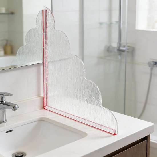 Badkuip Spatbescherming - Hoek Splash Guard - Waterkering Bad - Houtnerf Patroon - 2 Stuks - Transparant — afbeelding 4