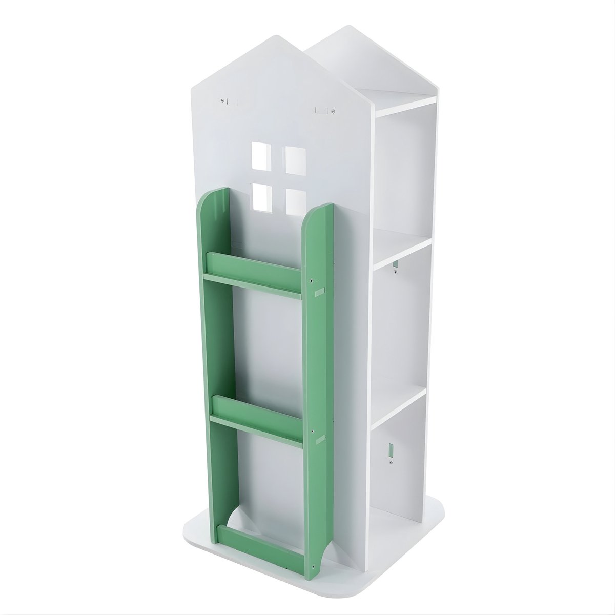 Happiq 4-Laags Roterende Boekenkast 360° – Vrijstaande Draaibare Boekenkast / Hoek Boekenkast voor Kinderen – 41 x 41 x 95 cm – Groen Green
