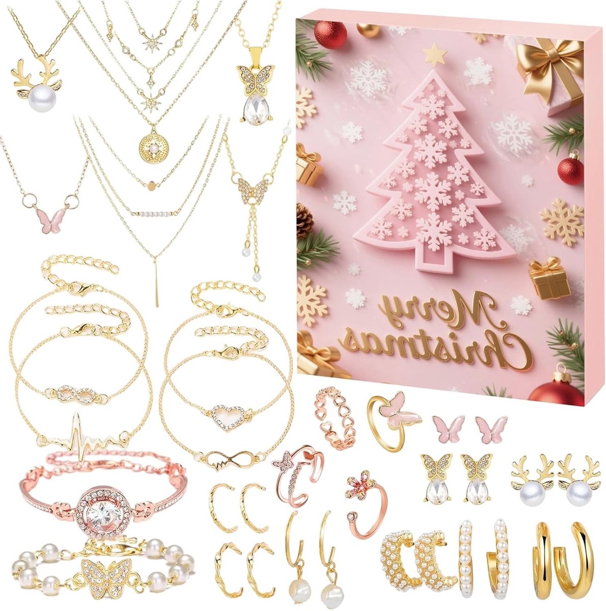 Adventskalender 2025 voor Vrouwen met Sieraden, Kerstdecoratie en Verrassingen voor Meisjes en Vrouwen