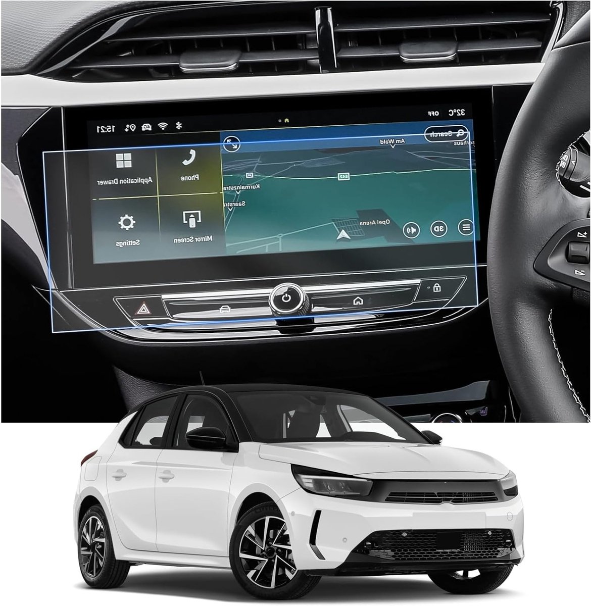 Navigatie Screen Protector voor Opel Corsa F en Corsa-e 2024 2025 - 10 inch GPS Beschermfolie, Krasbestendig, 2 Stuks Accessoires
