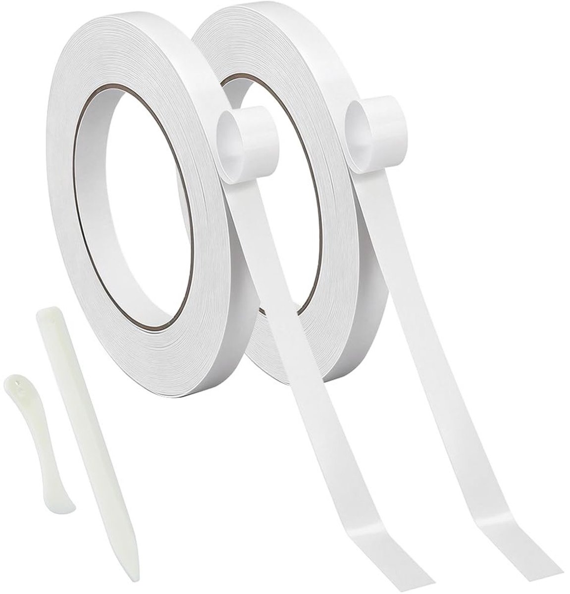 2 Rollen Dubbelzijdig Plakband van Stof, 40 m, Ideaal voor Kleding, Gordijnen en Reparaties, 25 mm Breed met Blikopener