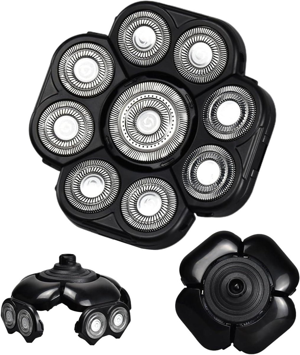 Scheerkoppen Vervanging - Scheerapparaat Onderdelen - Glad Scheren - 9-Kops Ontwerp - 9x9cm - Zilver Zwart