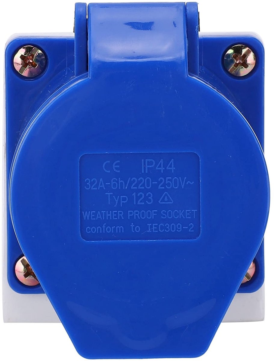 Innovra - Dailygoody - Wandcontactdoos - Industrieel stopcontact - Enkelfasig 32 A - IP44 - Sterke stroom - Geschikt voor binnen en buiten -