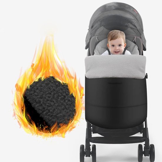 Kinderwagen voetenzak - Warme slaapzak - Baby comfort - Waterdicht winddicht - 86 x 45 cm - Zwart — afbeelding 3