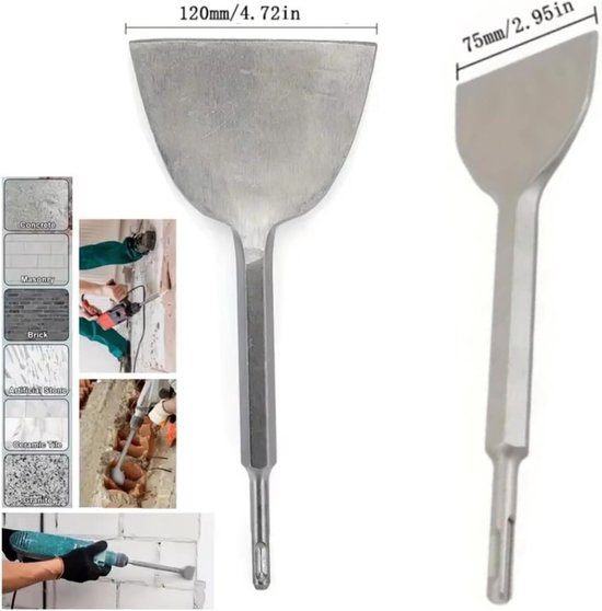 Spade voor klei - Beton schraper - Grond bewerken - Ultradunne rand - 75 mm breed - Zilverkleurig — afbeelding 5