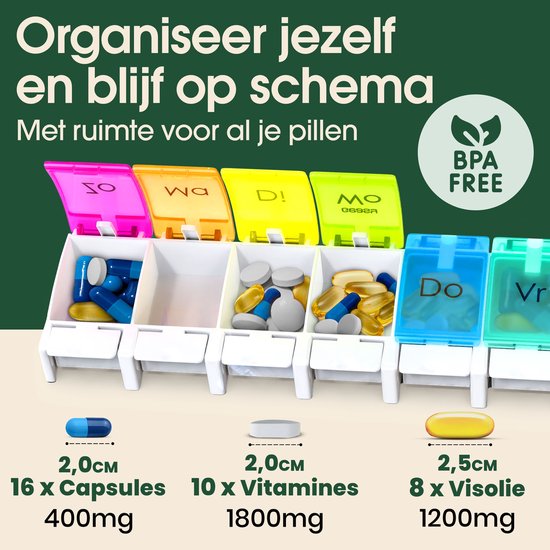 GEASY Pillendoos 7 dagen - Pillendoos met handig kliksysteem - Medicijndoos met Grote vakken - Pillndoos 7 dagen met sterke vergrendeling - Nederlandstalige Pillendoos - Medicijndoosje 7 dagen – Pillendoosje