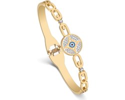 Stainless Steel 18K Gold Silver Plated Cute Evil Eye Bracelet Bracelet for Women Girls Lucky Evil Eyes Bracelets Protection Crystal Jewelry for Birthday Party Gift Charms