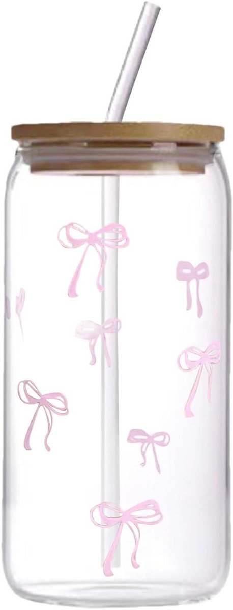 Glazen beker - Drinkglas met deksel - Ontspanning thuis - Lekvrij ontwerp - 500 ml - Meerkleurig