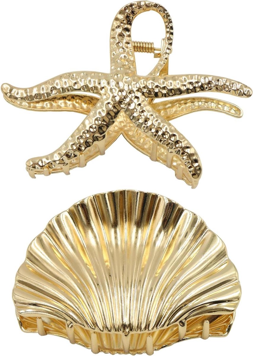 Haarclips Set - Gouden Klauwen - Haar Stijlen - Zeester Schelp Vorm - 2 Stuks - Goud