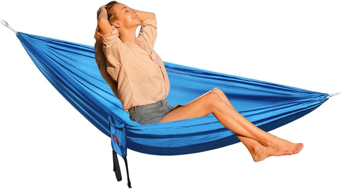 Hangmat voor 2 - Kampeerhangmat - Ontspannen Buiten - Lichtgewicht Nylon - 270 x 140 cm - Blauw