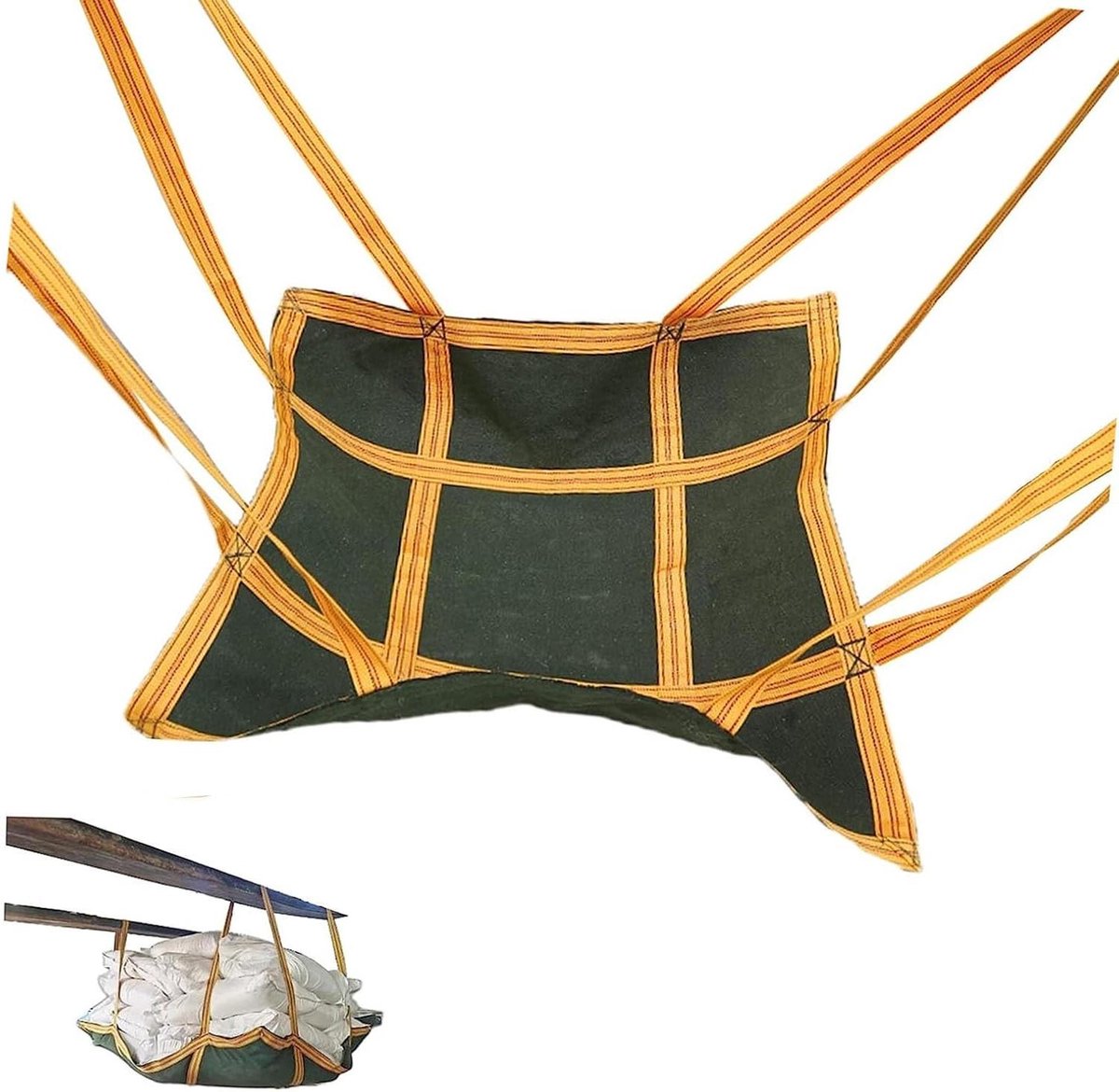 Hijsnet voor vracht - Hijsbanden goederen - Veilig goederen tillen - Versterkte stiksels - 100x100cm - Naturel