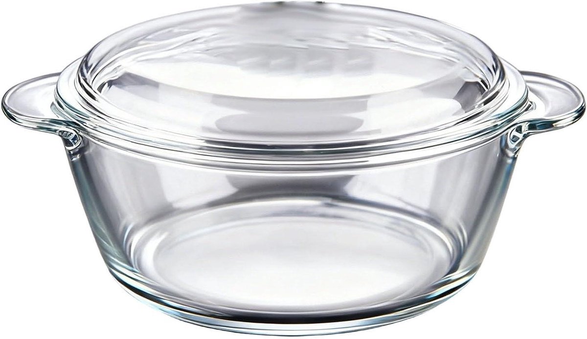 Glazen Ovenschaal - Braadpan met Deksel - Koken en Bakken - Hoog Borosilicaatglas - 1 Liter - Transparant