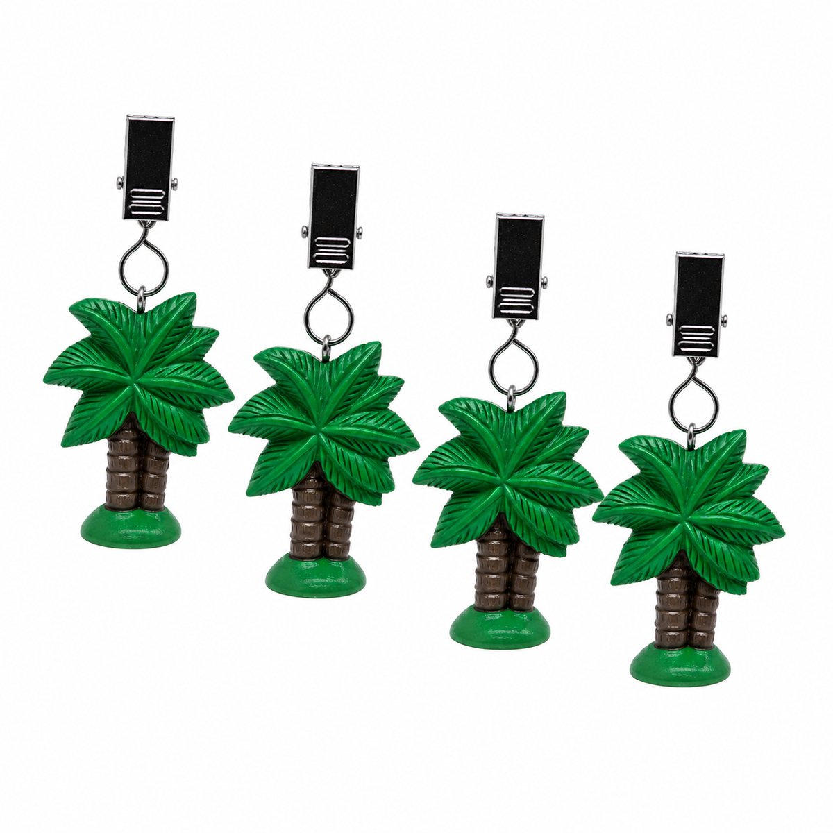 Palmboom Tafelkleedgewichtjes Set van 4 – Tafelkleedhangers met Clip – Polystone Tafelkleedgewichten – Groen – 30 gram per stuk – Voor Tuin, Balkon en Camping