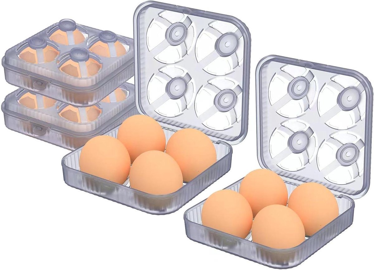 Eierhouder Set - Opbergdoos - Veilig Transport - Schokbestendig Ontwerp - 4 Eieren - Paars