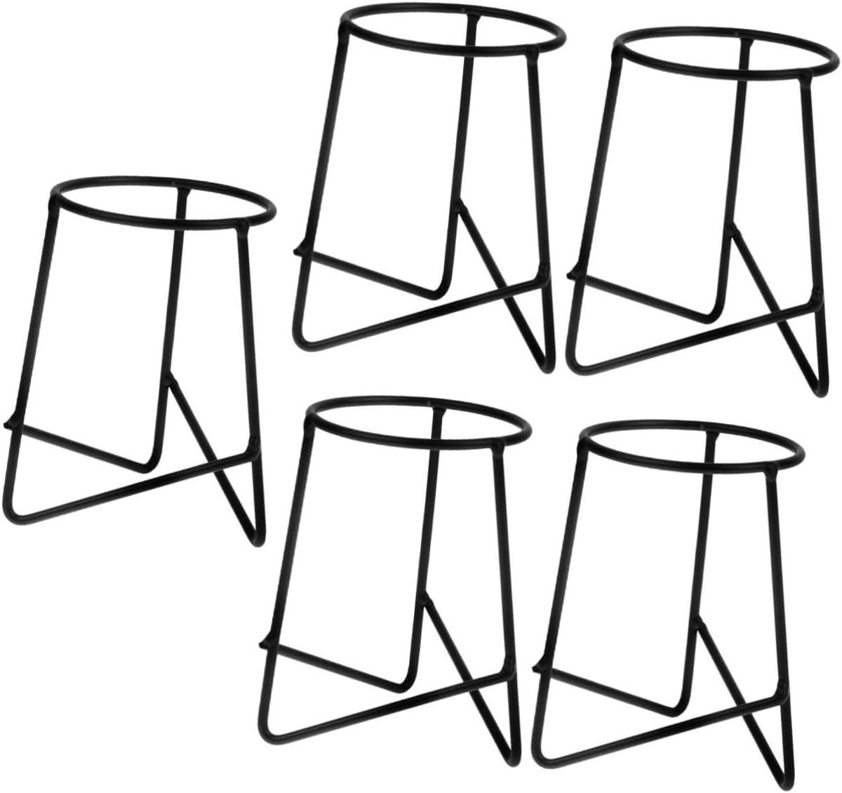 Kristallen Bol Stand - Vaas Houder - Decoratief Display - Stevig IJzer - 5 Stuks - Zwart