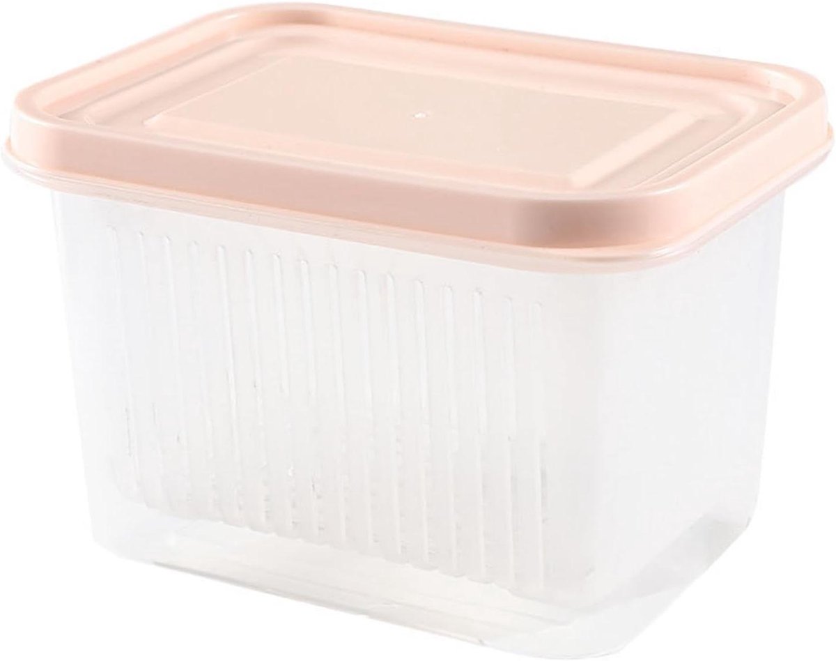 Opbergdoos Afvoer - Voedselcontainer Koelkast - Groenten Vers Houden - Efficiënt Afvoercompartiment - 500ML - Beige