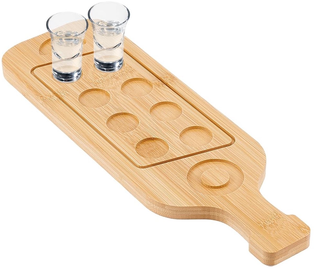 Dailygoods - Houten Shot Glass Houder met 8 Glazen voor Feesten