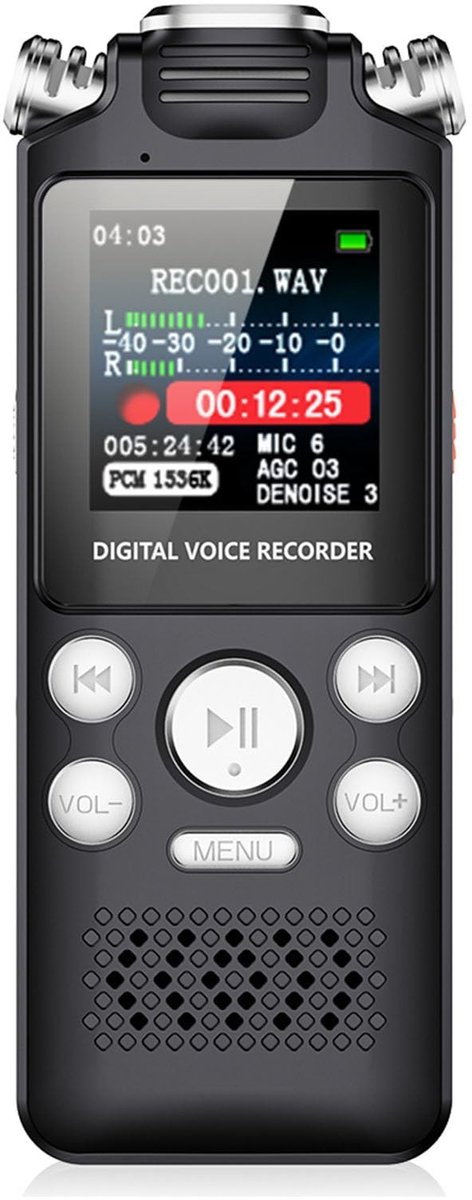 Dailygoods - Digitale Voicerecorder met AI-ruisonderdrukking en 256 GB Geheugen