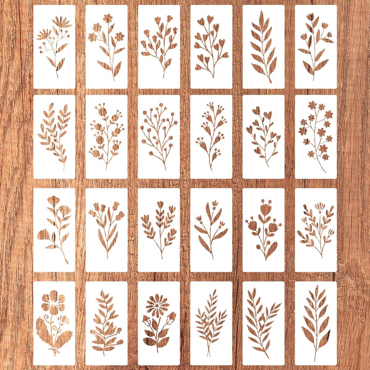 Dailygoods - Set van 24 Herbruikbare Bloemensjablonen voor Creatieve Knutselprojecten