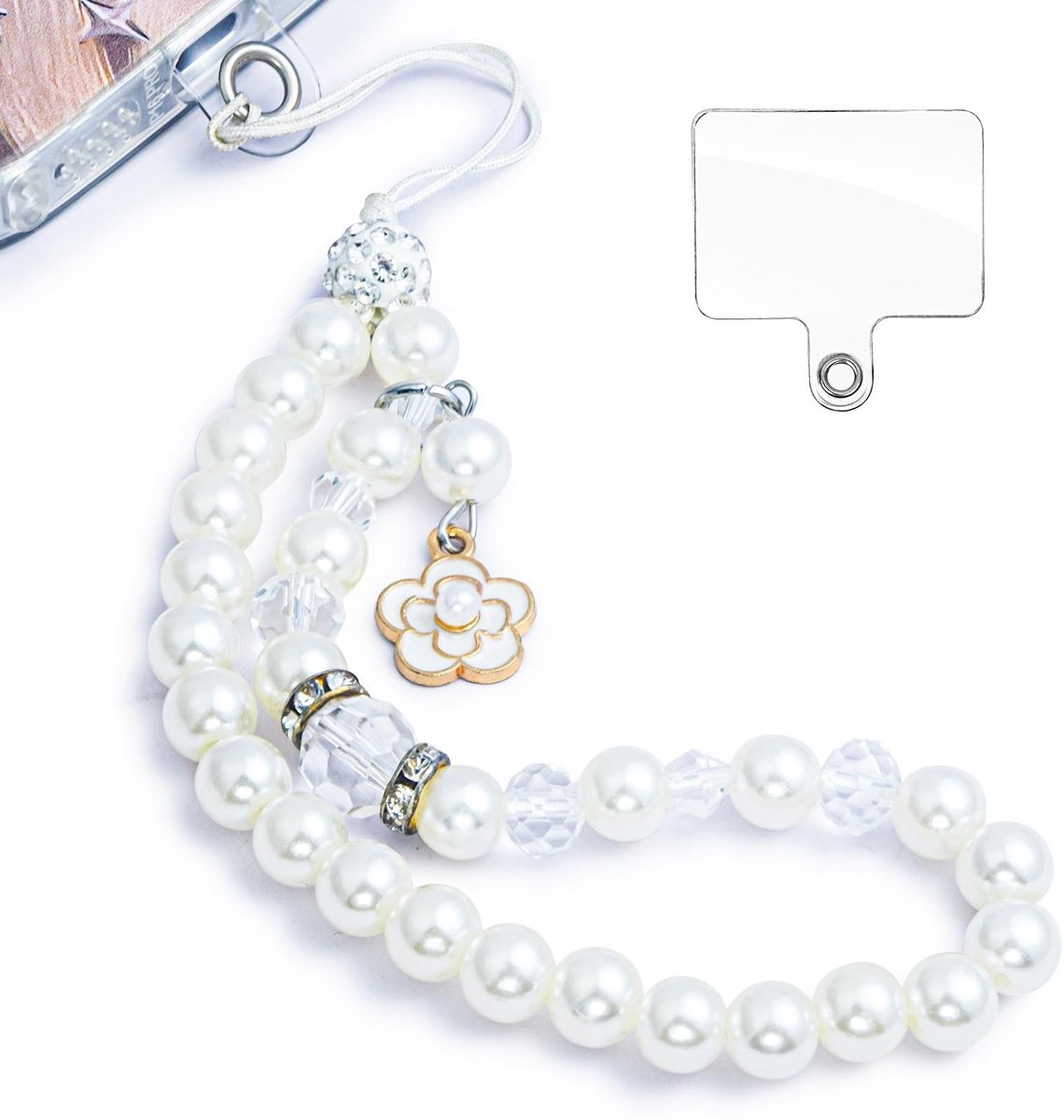 Dailygoods - Stijlvolle Telefoonketting met Parelbloem Design